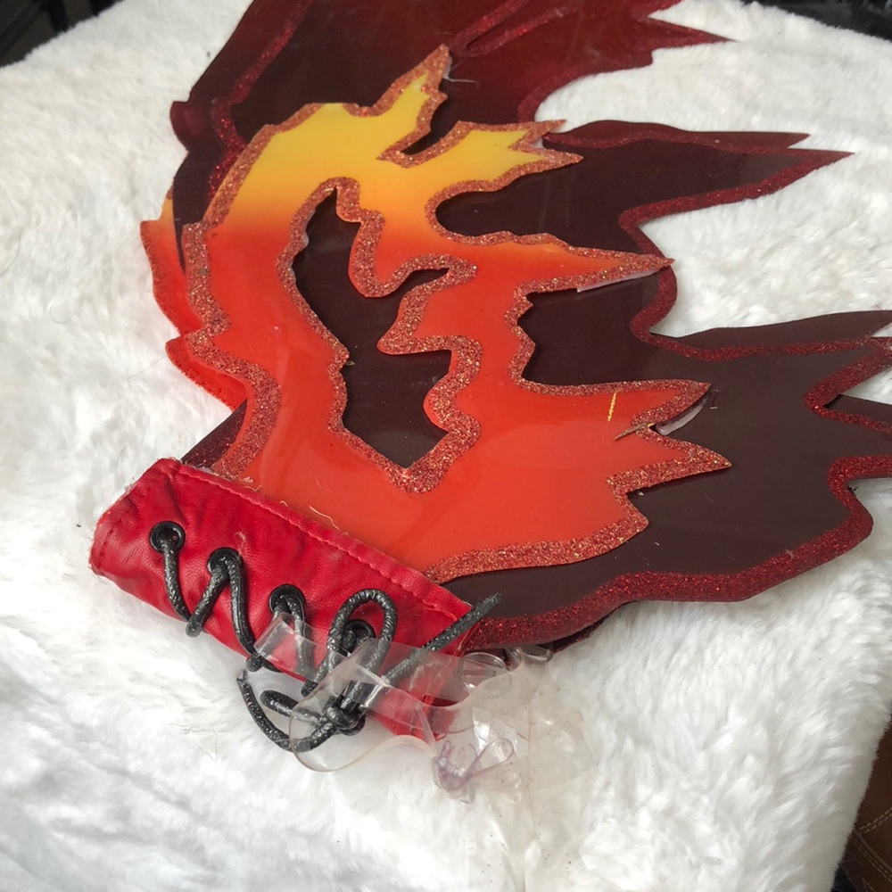 Sparkly red yellow orange flame wings Halloween